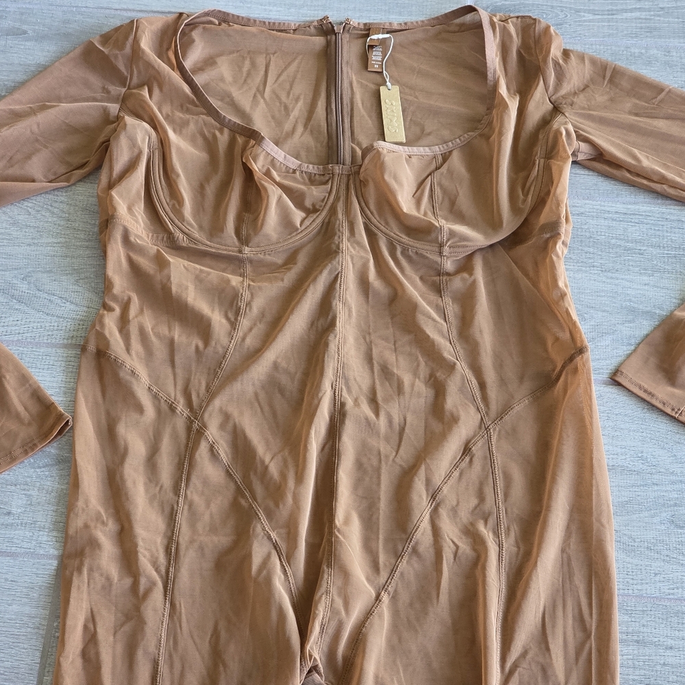 SKIMS Ultra Fine Mesh Catsuit One Piece Jumpsuit Bronze 3X Underwire NWT - Picture 5 of 16